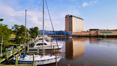 hotel exterior on water